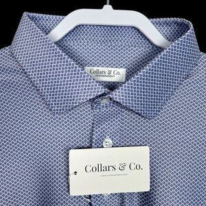 Collars & Co Polo Shirt Mens 2XL Relaxed Geometric Stretch Dress Collar NWT